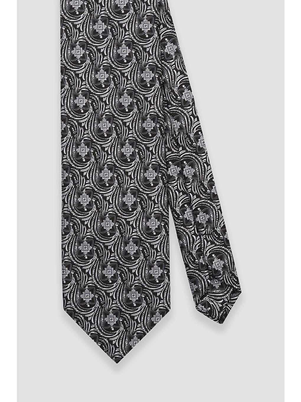 Kravat 8 Cm Mikrofiber Polyester Siyah Erkek Desenli Kravat-1