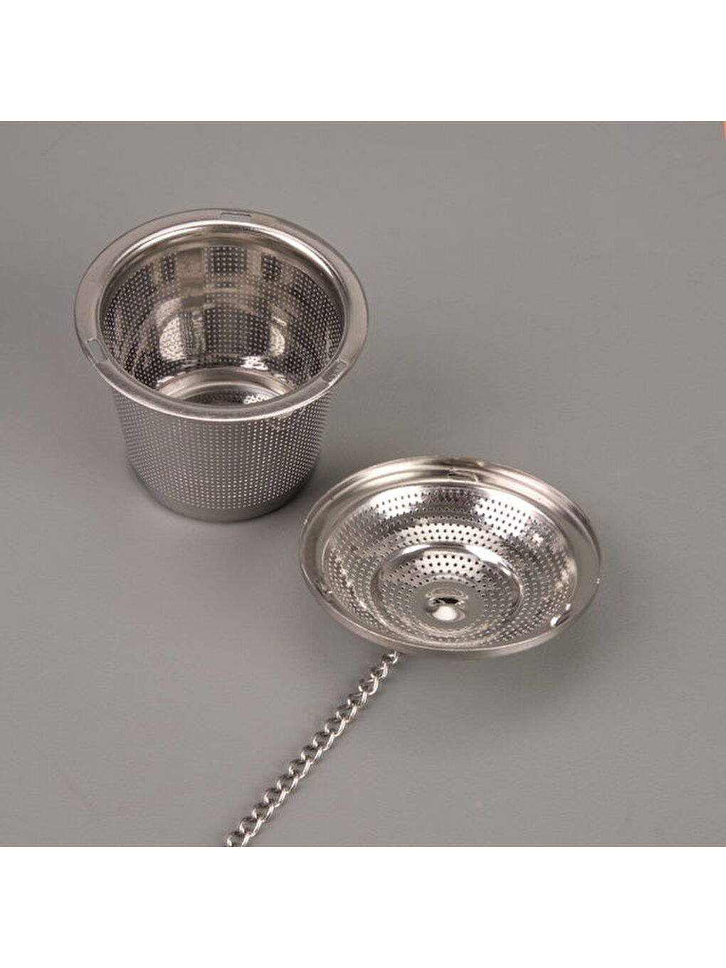 Kapaklı Bitki Çayı Süzgeci - Gri-1