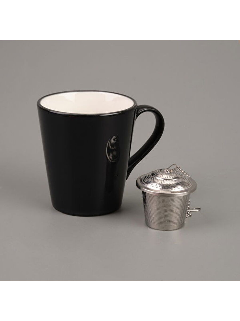 Kapaklı Bitki Çayı Süzgeci - Gri-2