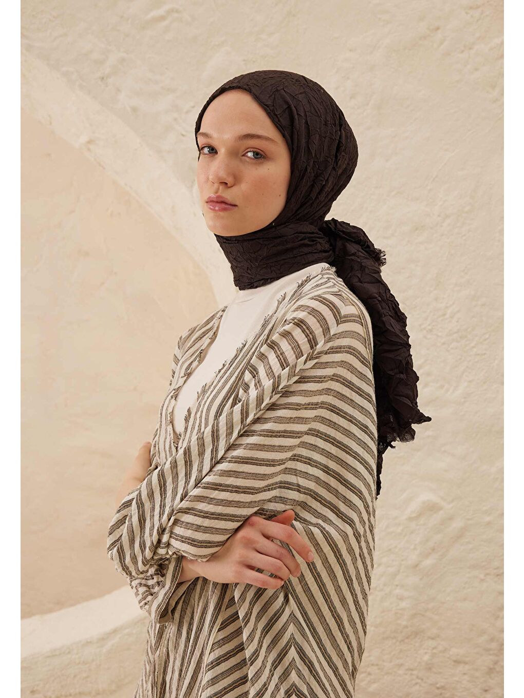 Kahverengi Vual Crash Şal Bitter-2