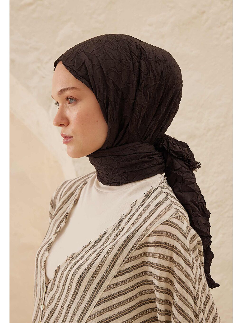 Kahverengi Vual Crash Şal Bitter-3