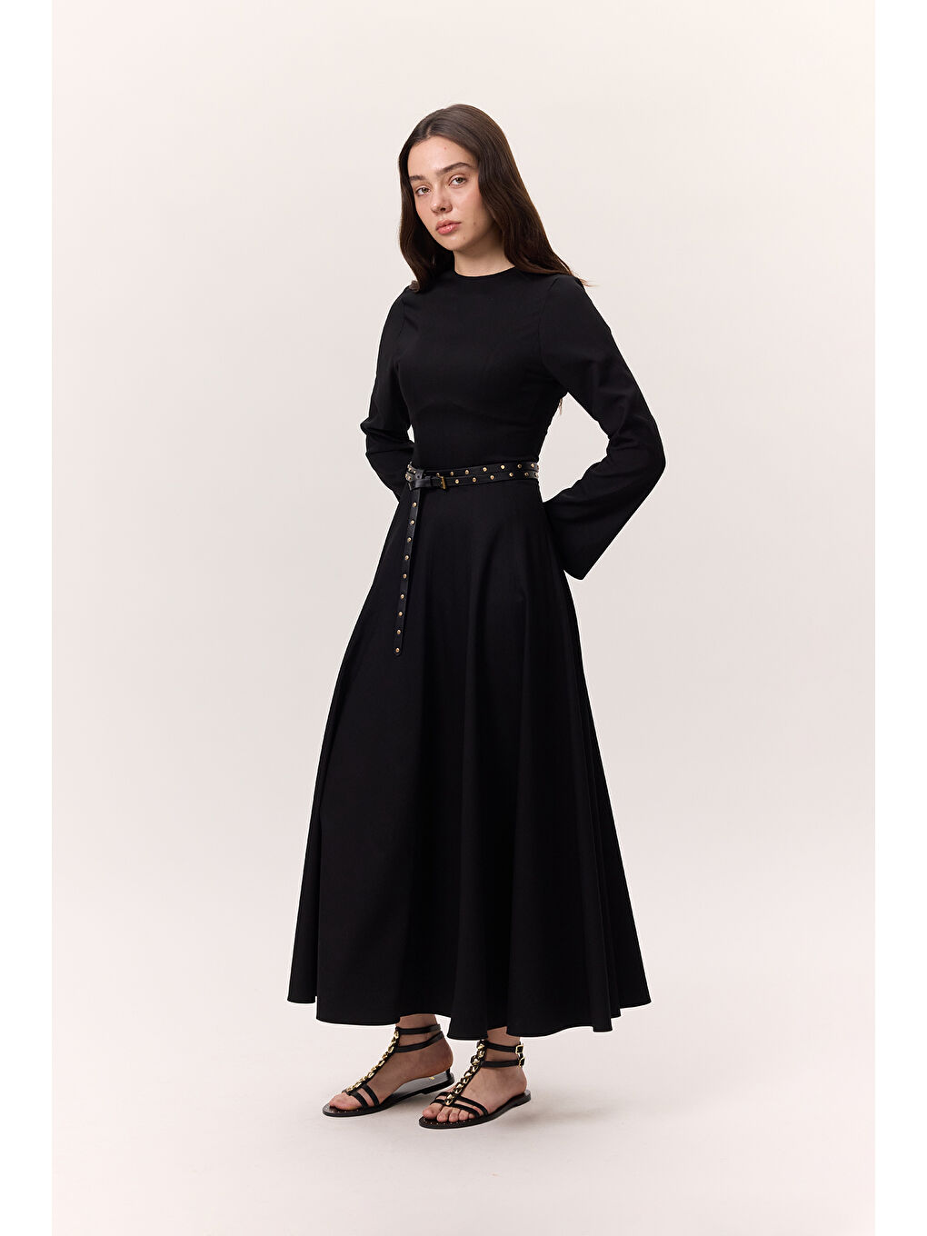 Kup Detaylı Elbise Siyah-3