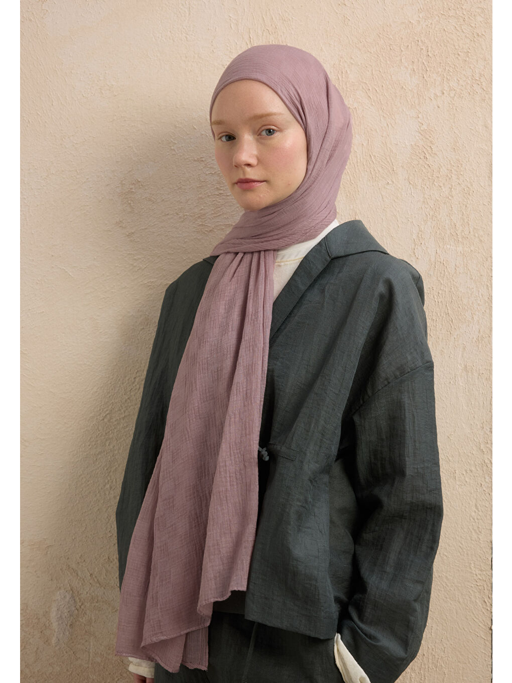 Lila Modal Damalı Şal Lavanta