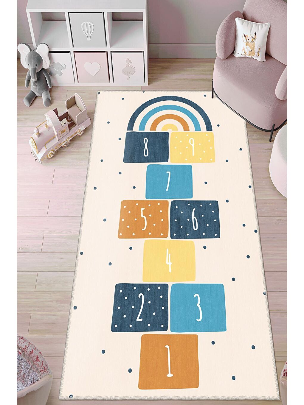 Homefesto Karişik Premium Kalite, Pamuk ve Kaydırmaz Taban, Yıkanabilir, Çocuk Halısı  160 x 230 cm