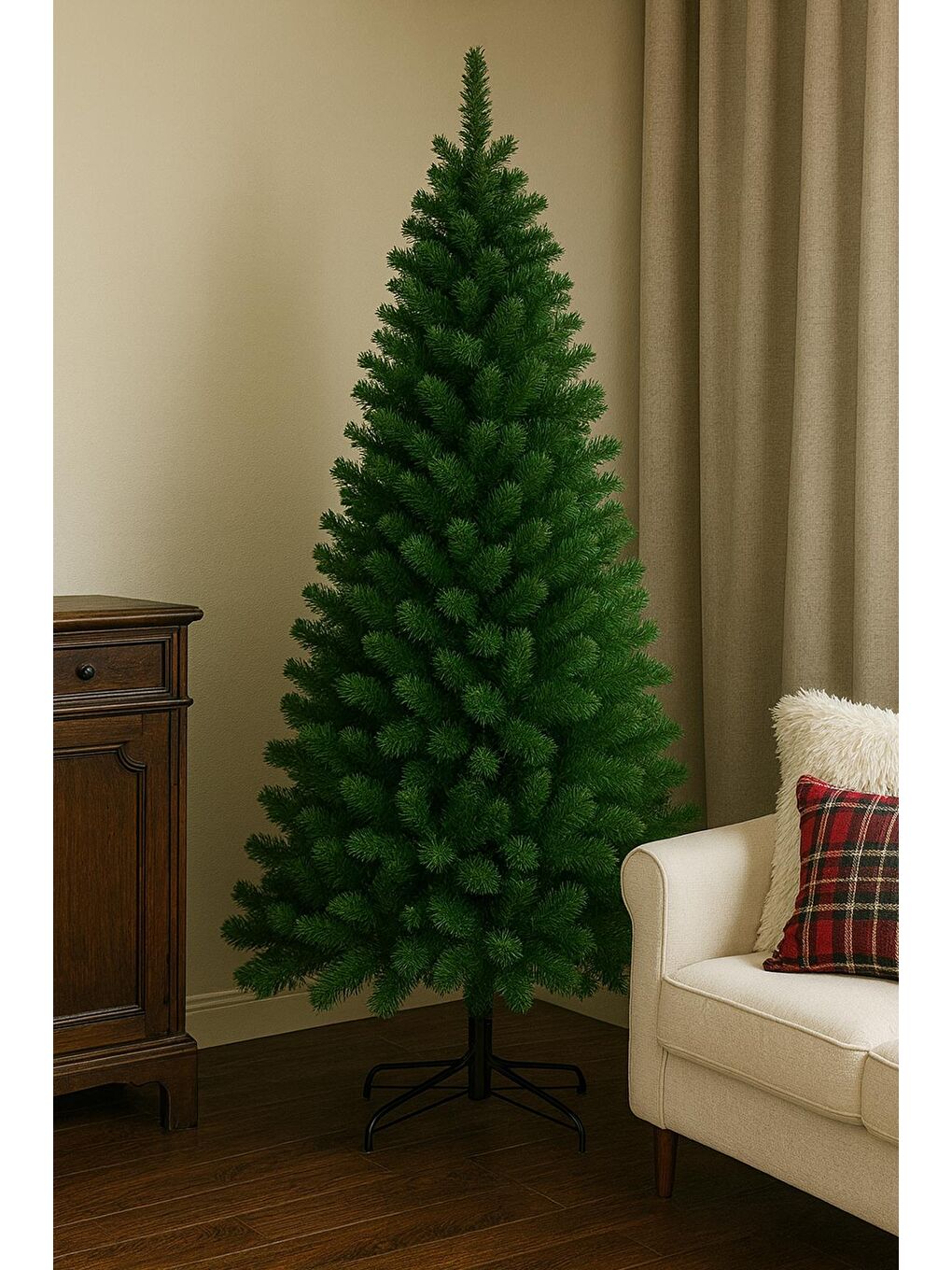 Yeşil Yılbaşı Premium 250 cm 1450 Dallı Metal Gövde Metal Ayak Yılbaşı Çam Ağacı