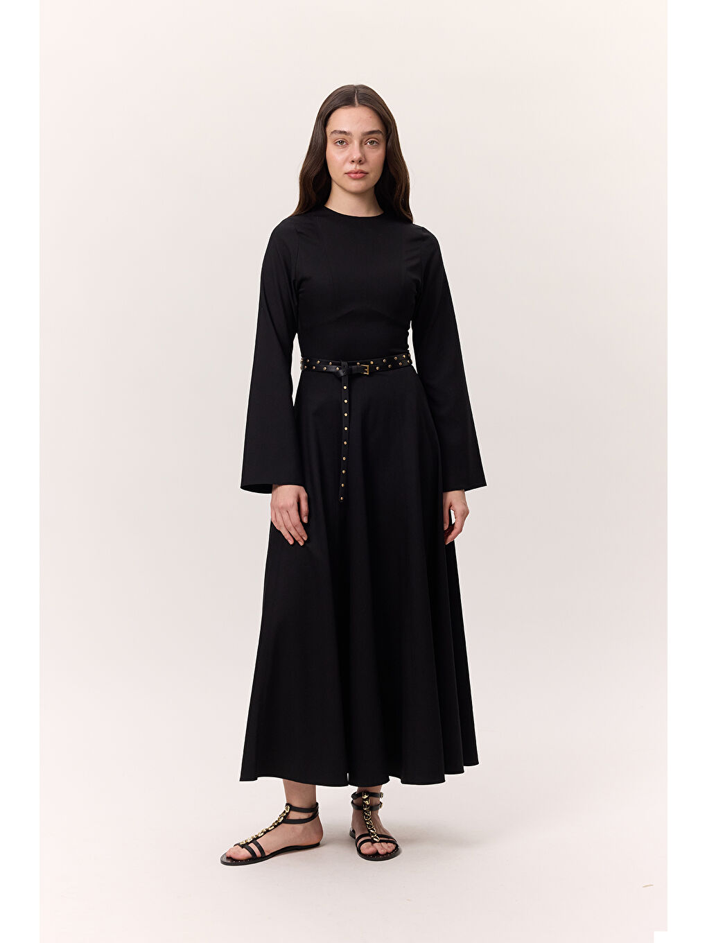 Kup Detaylı Elbise Siyah-4