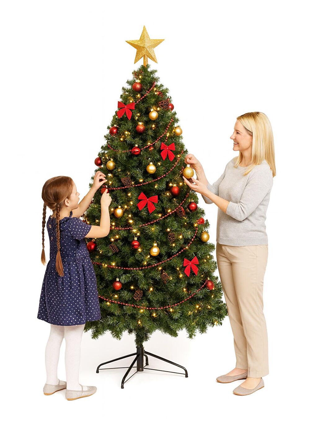 Yeşil Yılbaşı Premium 250 cm 1450 Dallı Metal Gövde Metal Ayak Yılbaşı Çam Ağacı-4