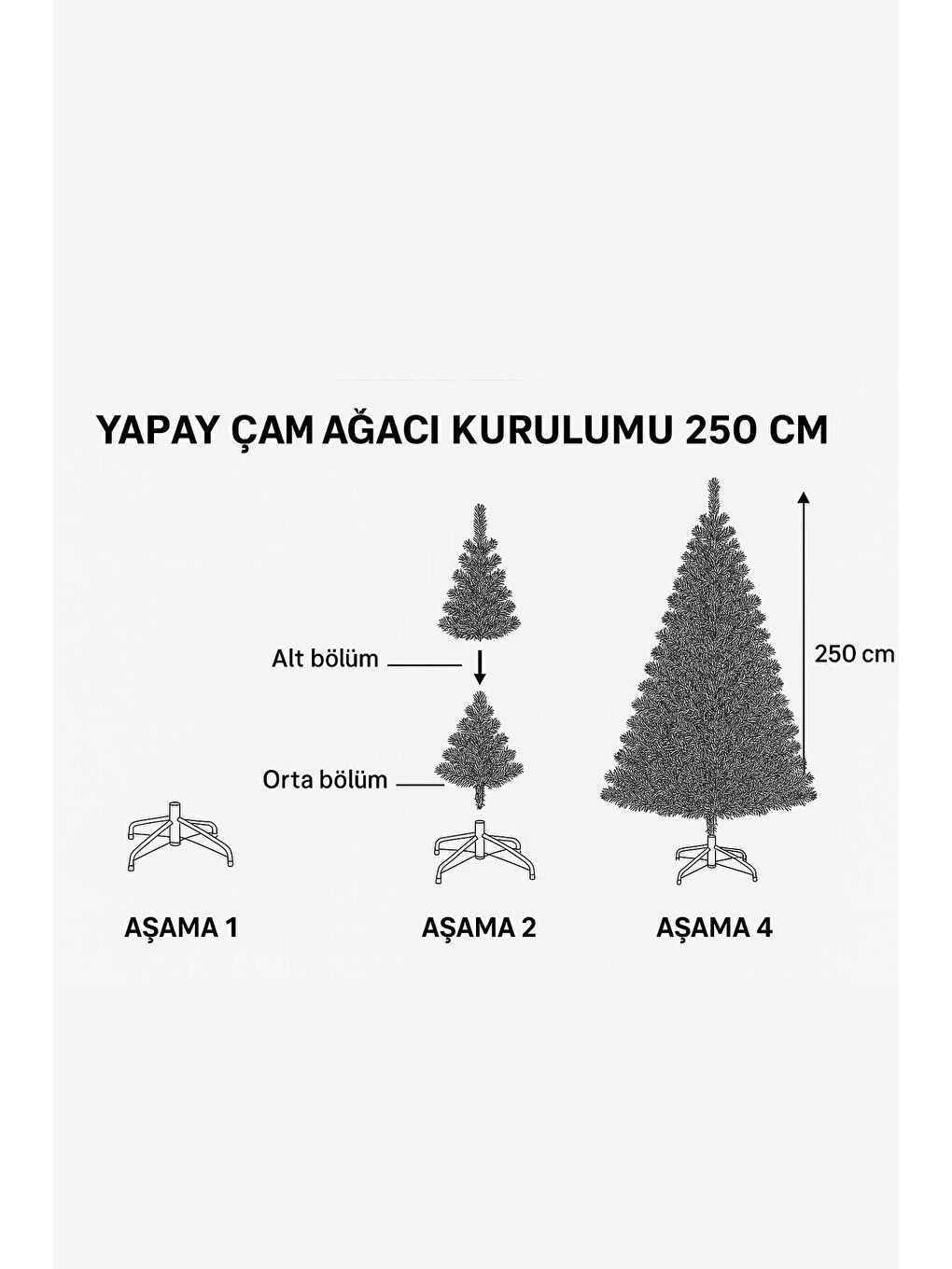 Yeşil Yılbaşı Premium 250 cm 1450 Dallı Metal Gövde Metal Ayak Yılbaşı Çam Ağacı-6