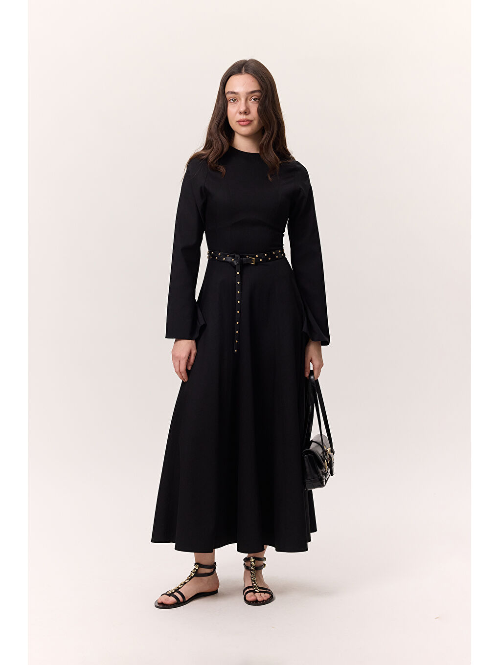 Kup Detaylı Elbise Siyah-5