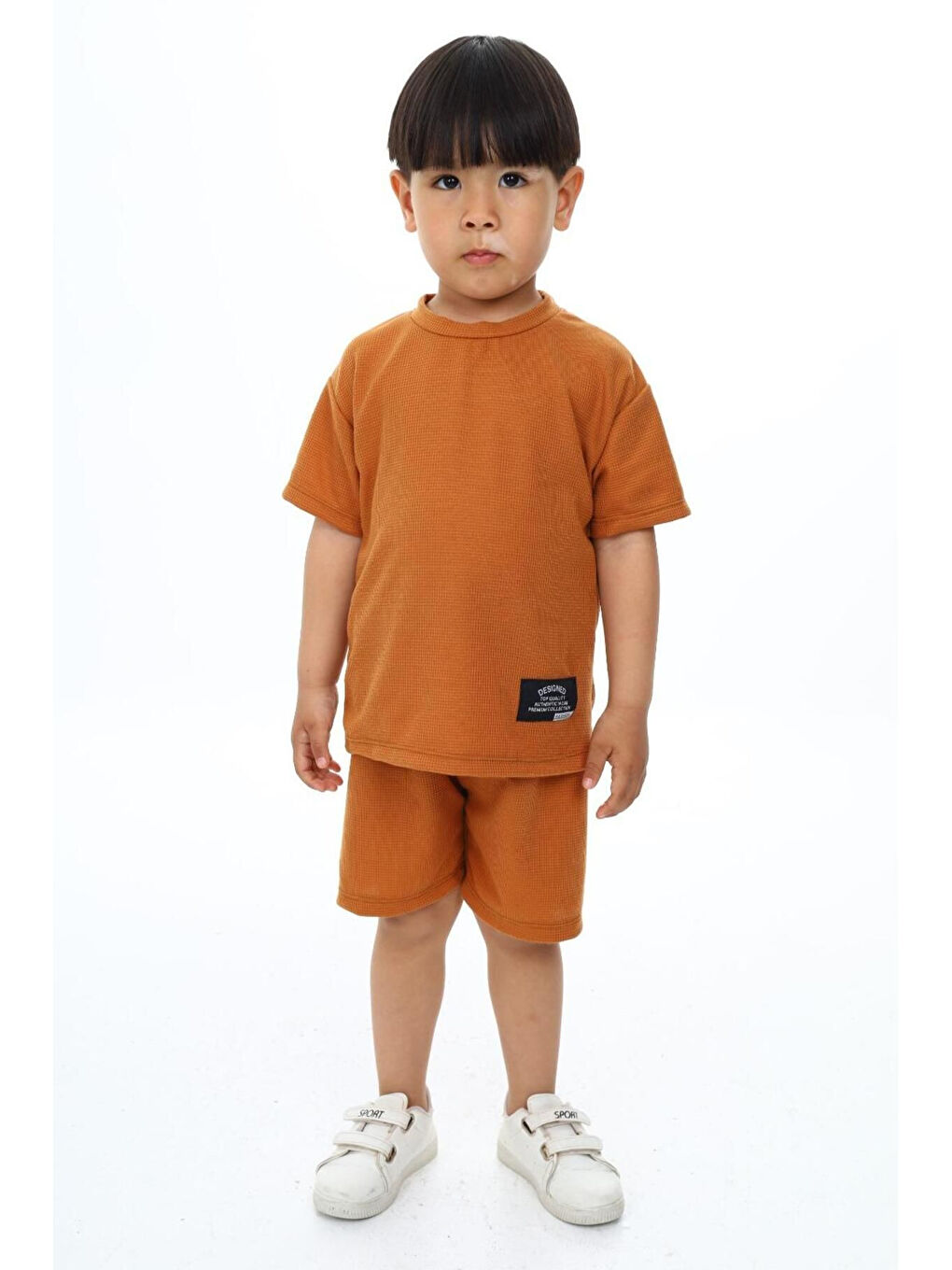 Kahverengi Bisiklet Yaka Şortlu Erkek Çocuk Şortlu Takım