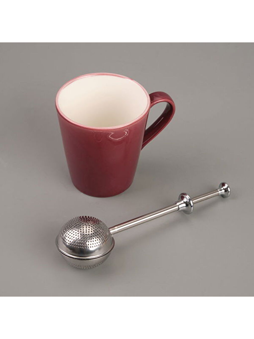 Saplı Bitki Çayı Süzgeci - Gri-2