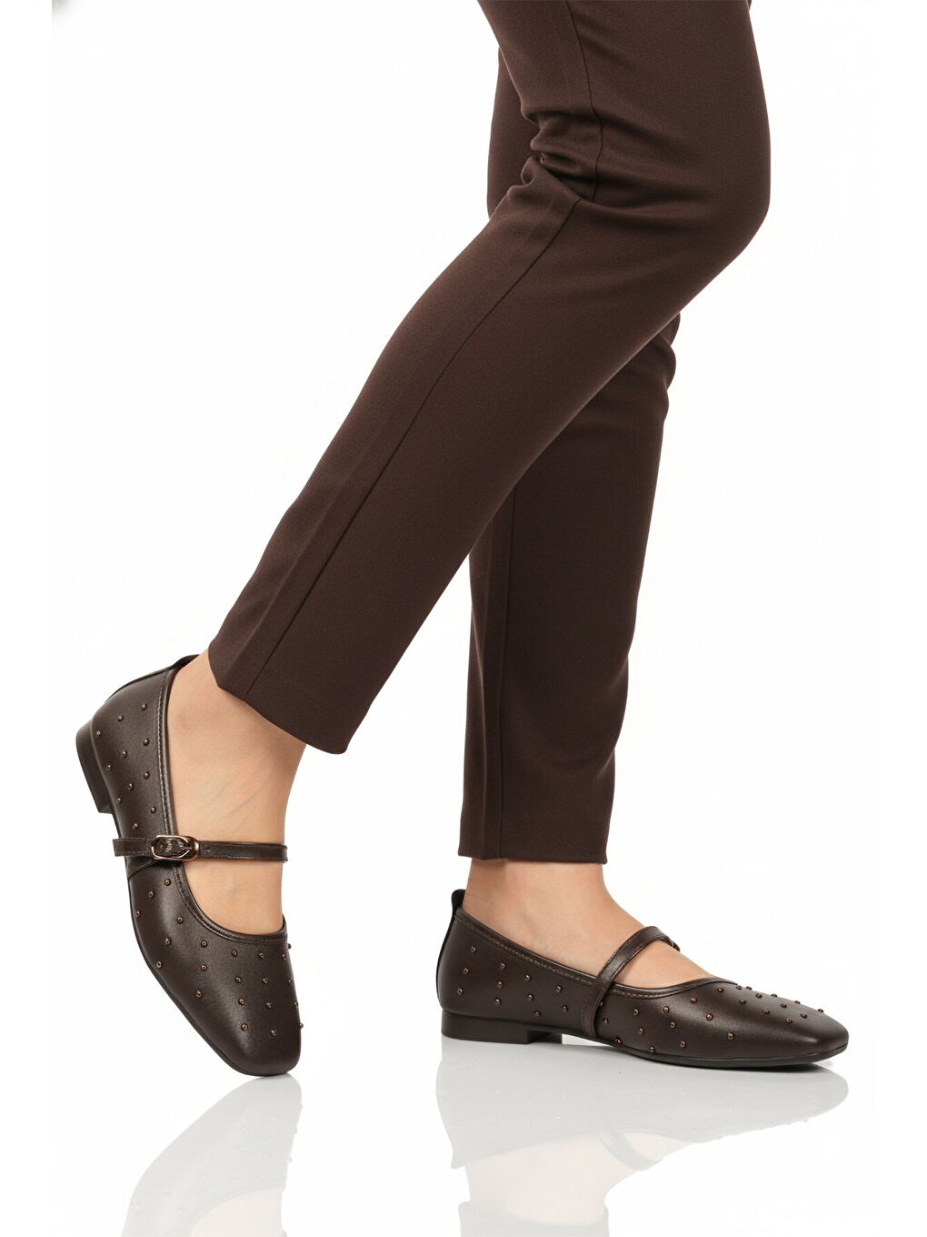 Kahverengi Kahve Kemerli Hafif Kadın Babet Ayakkabı 351080 Z