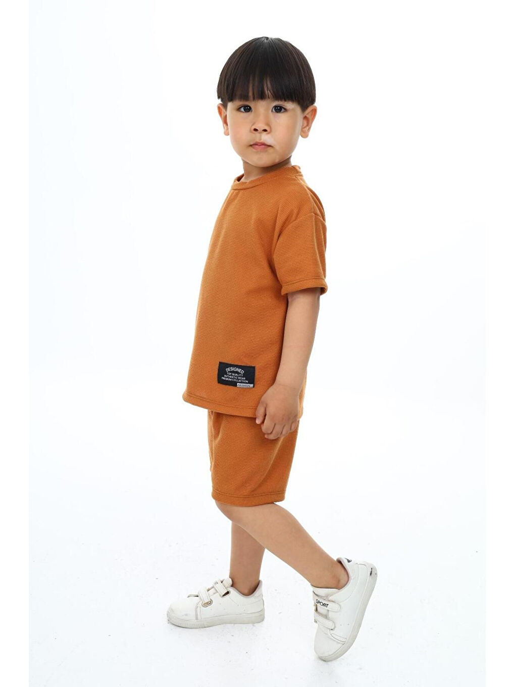 Kahverengi Bisiklet Yaka Şortlu Erkek Çocuk Şortlu Takım-2