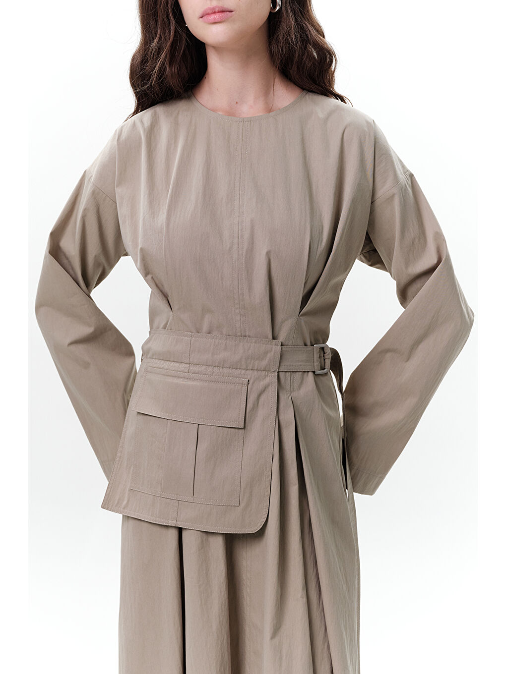 Cepli Kemer Detaylı Elbise Yeşil-5