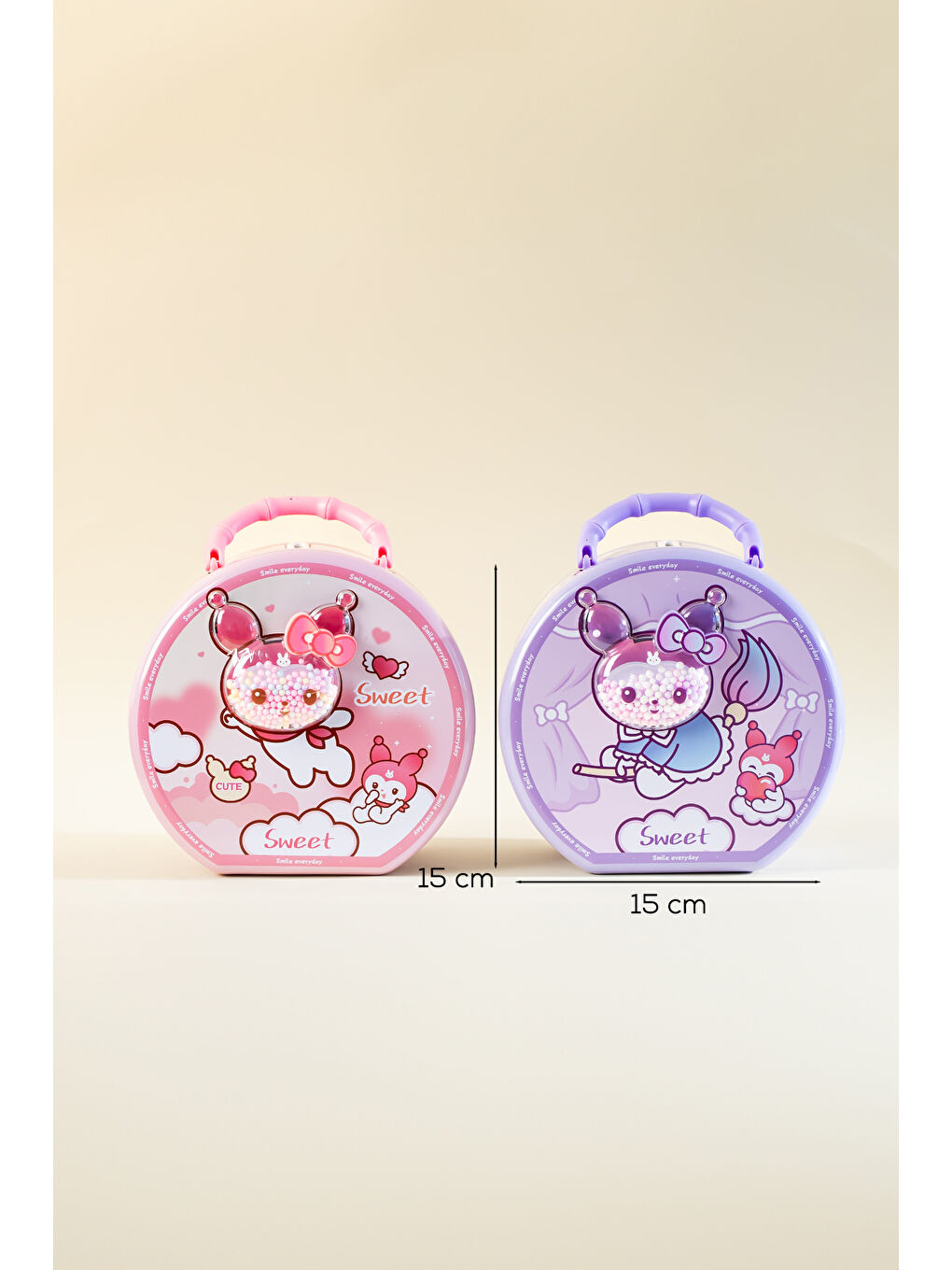 040 Metal Şifreli Kilitli Yuvarlak Kumbara Pembe 15x15cm-3