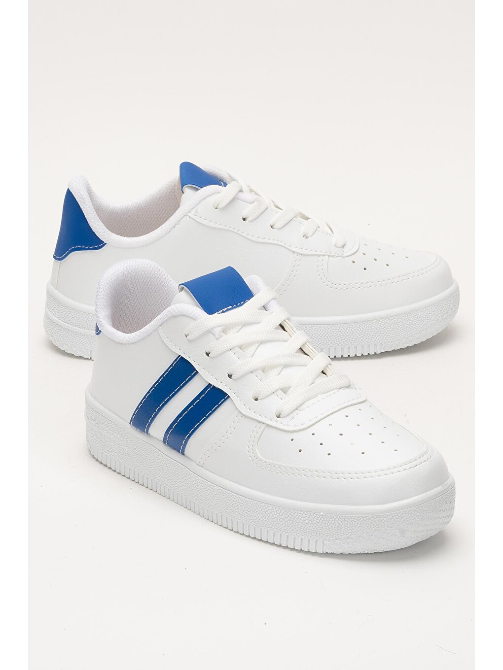 Unisex Bağcıklı Günlükspor Sneaker Ayakkabı Beyaz - Mavİ-1