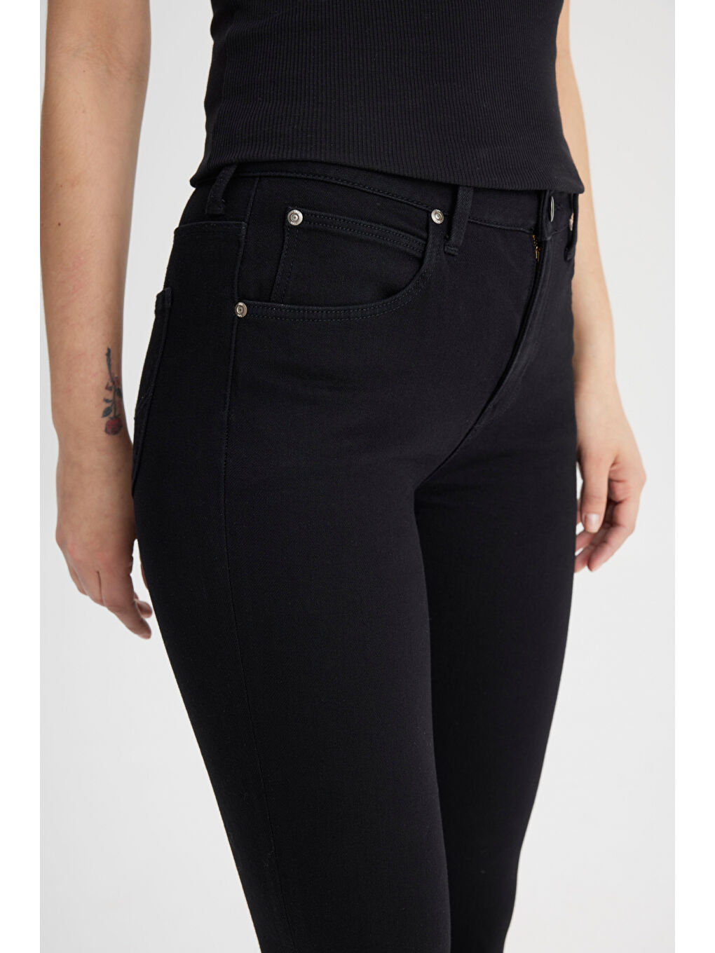 Breese Flare Fit Orta Bel İspanyol Paça Siyah Jean Jean Pantolon-2