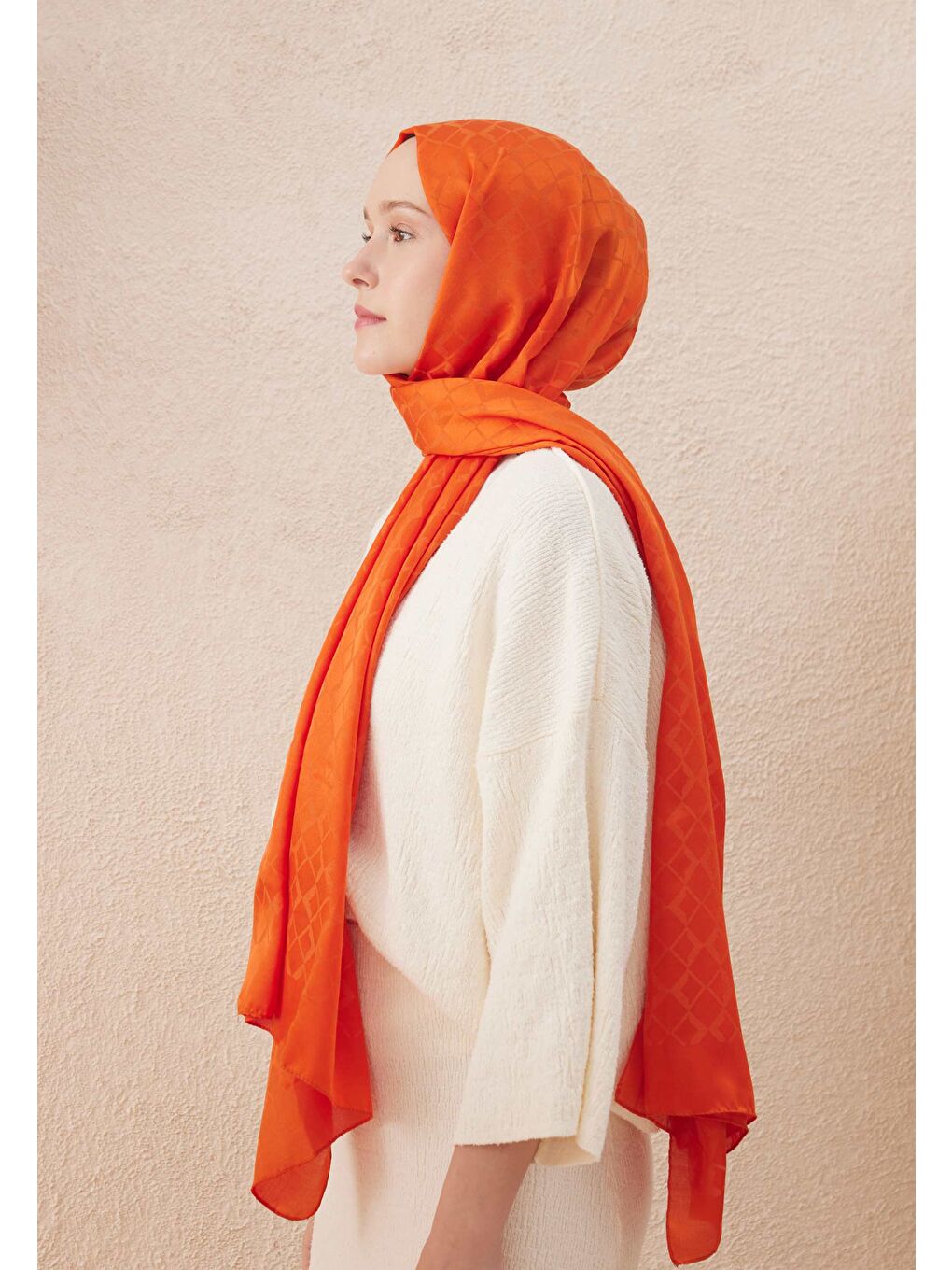 Dıamond Jakarlı Şal Turuncu-3