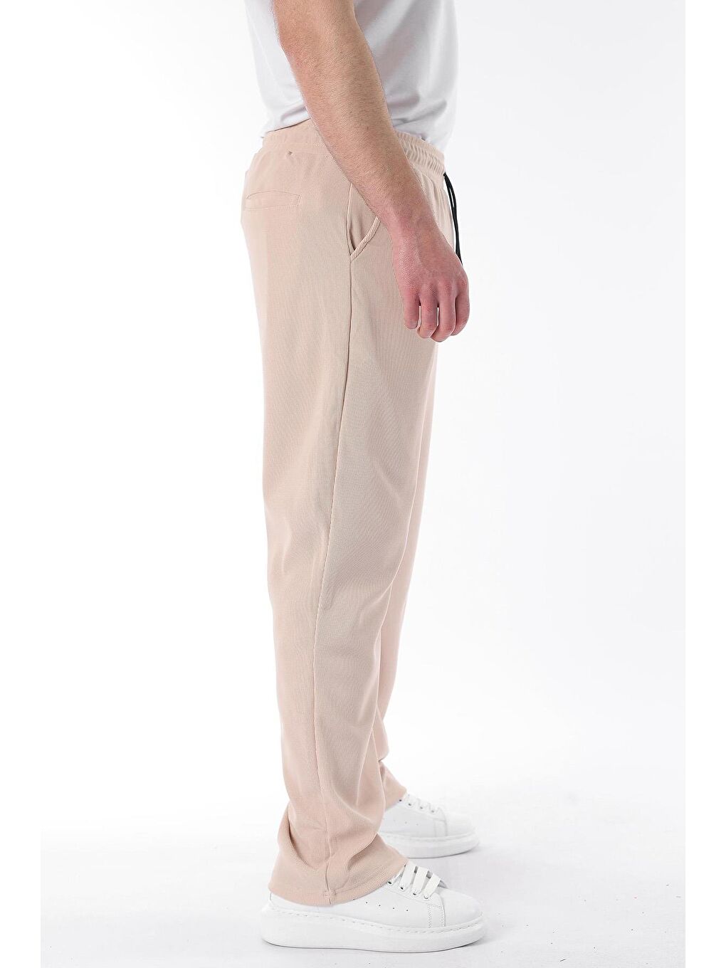 Bej Beli Ayarlanabilir Cep Detaylı Bol Pantolon 6545-6