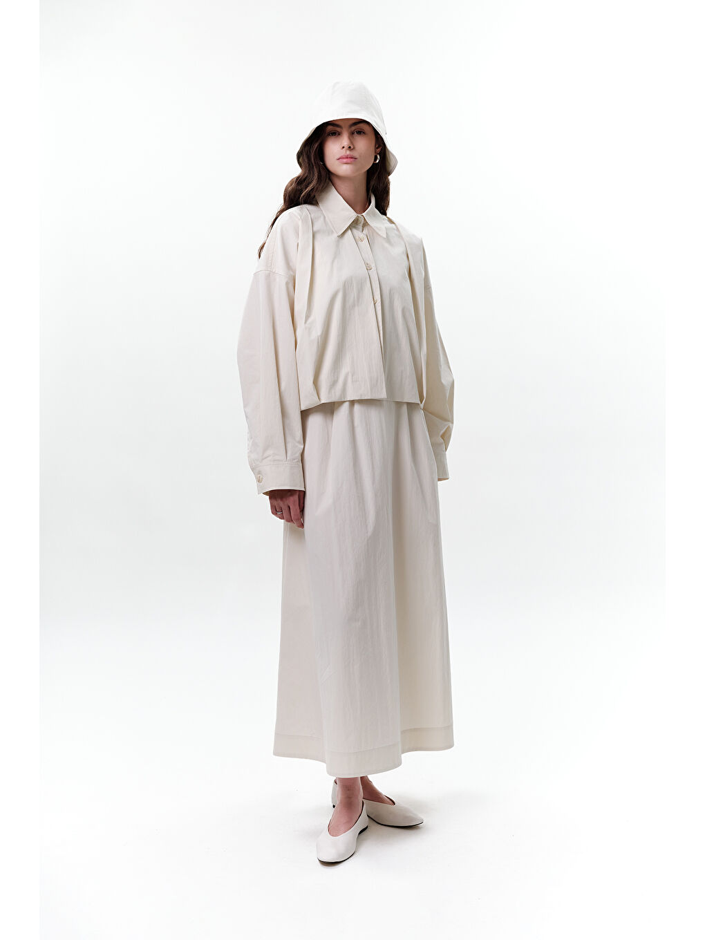 Bej Pile Detaylı Kısa Ceket Taş-1