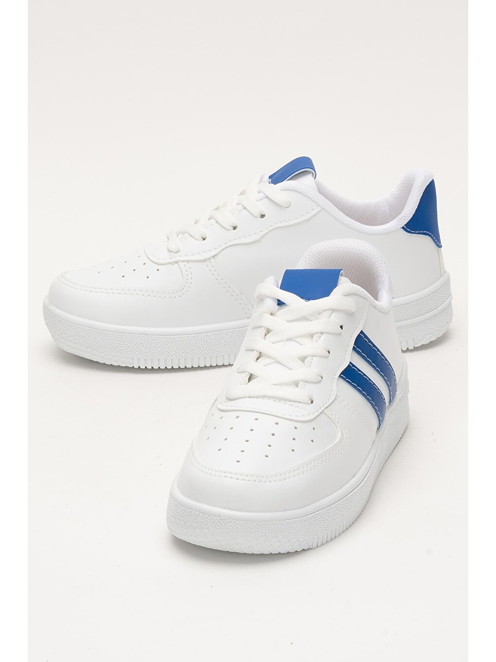 Unisex Bağcıklı Günlükspor Sneaker Ayakkabı Beyaz - Mavİ-4