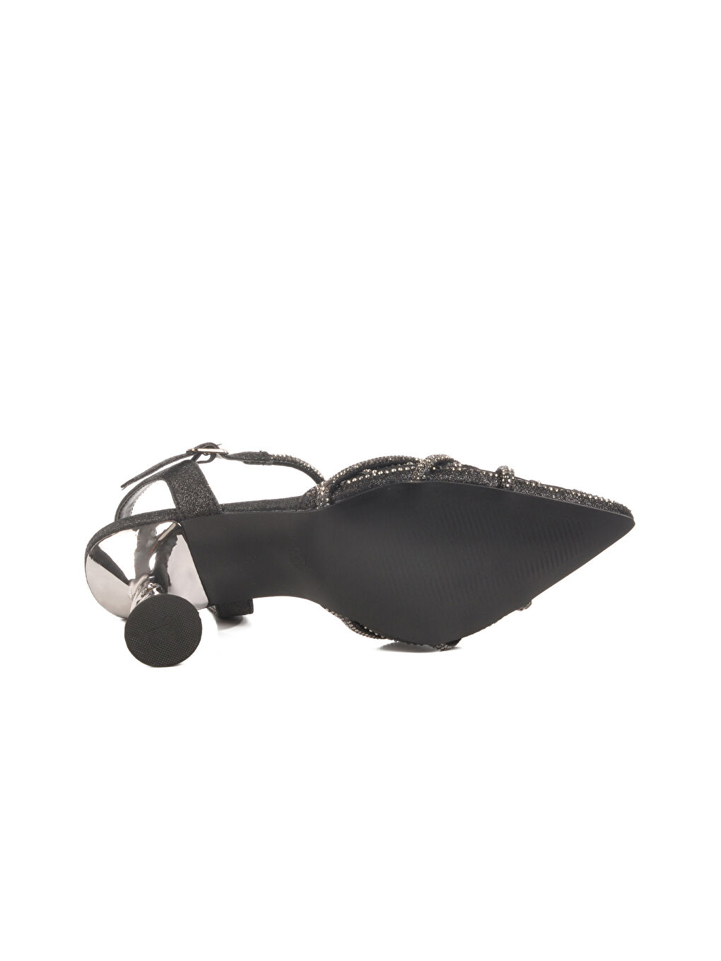 Siyah İnce Topuklu Taş İşlemeli Kadın Abiye Ayakkabı 25Y125-1 Z-4