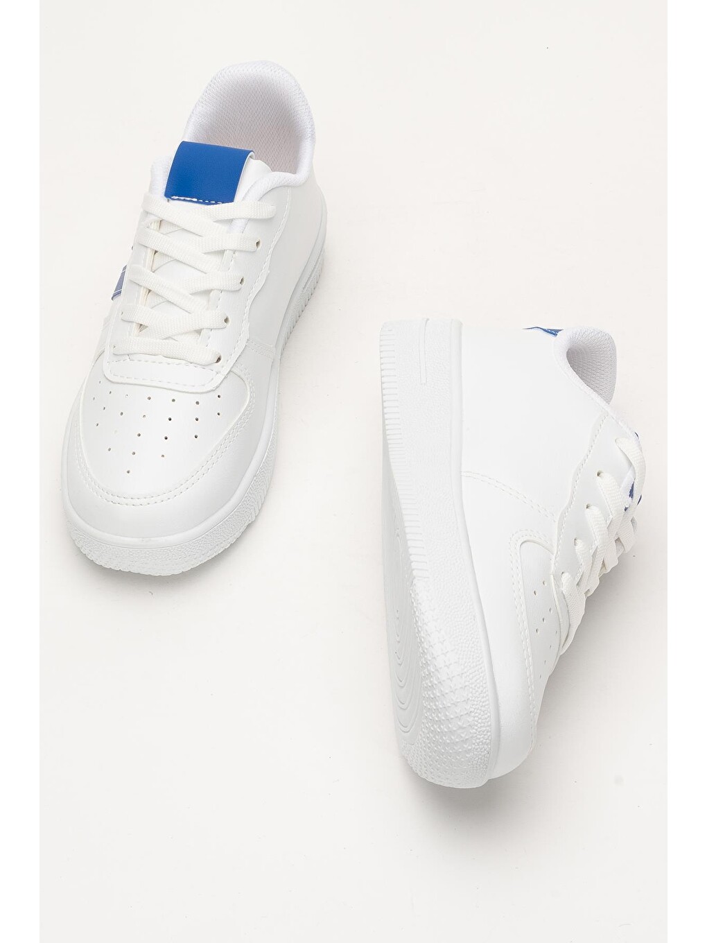 Unisex Bağcıklı Günlükspor Sneaker Ayakkabı Beyaz - Mavİ-6