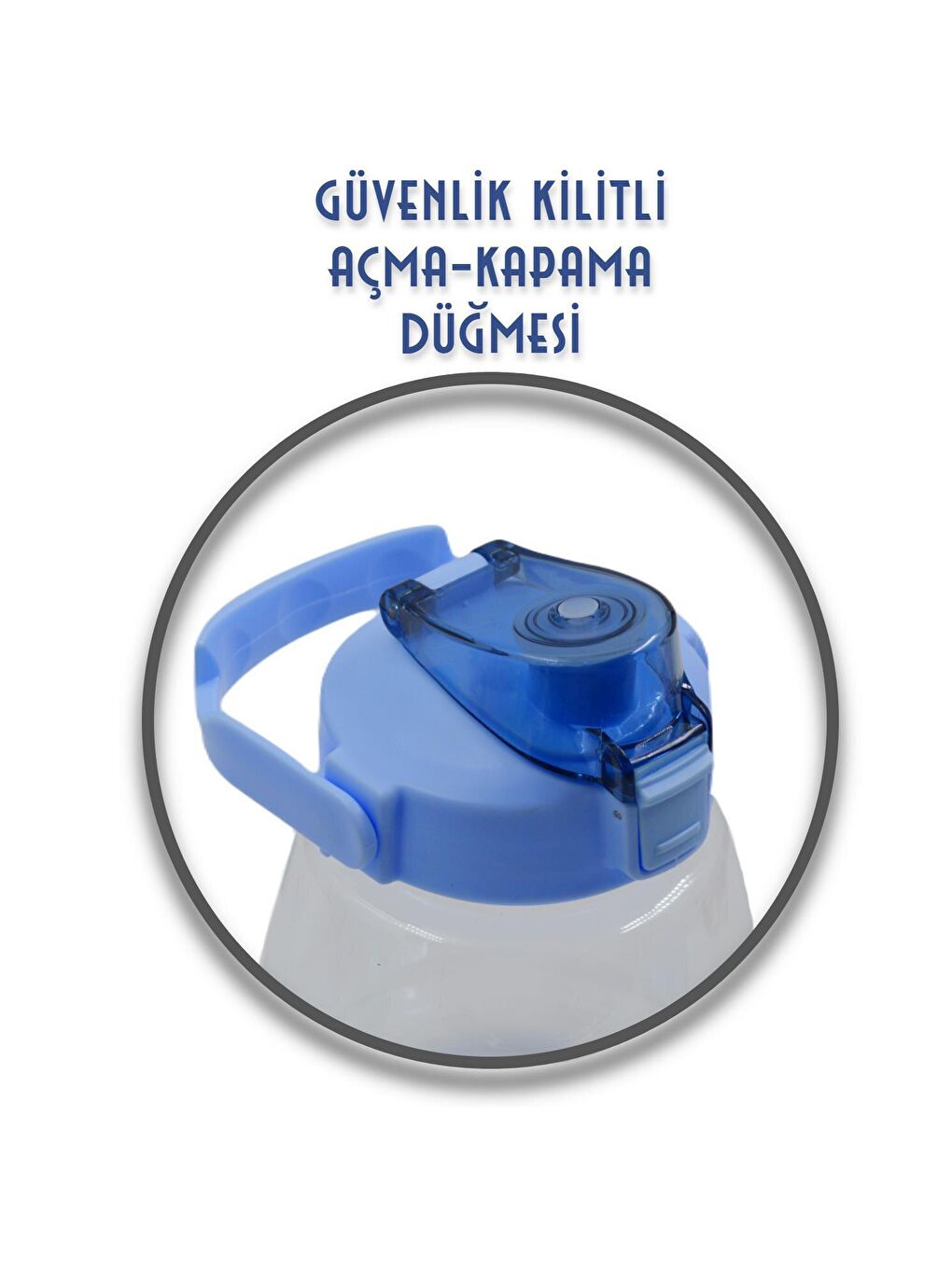 BottleBoss Mavi Taşıma Askılı Pipetli Şeffaf Matara 1200 Ml Sticker HEDİYELİ Mavi - 2