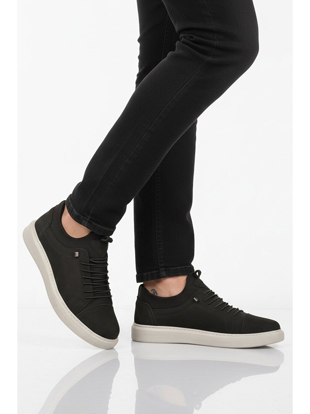 Siyah Buz Hakiki Deri Erkek Casual Ayakkabı 818 M