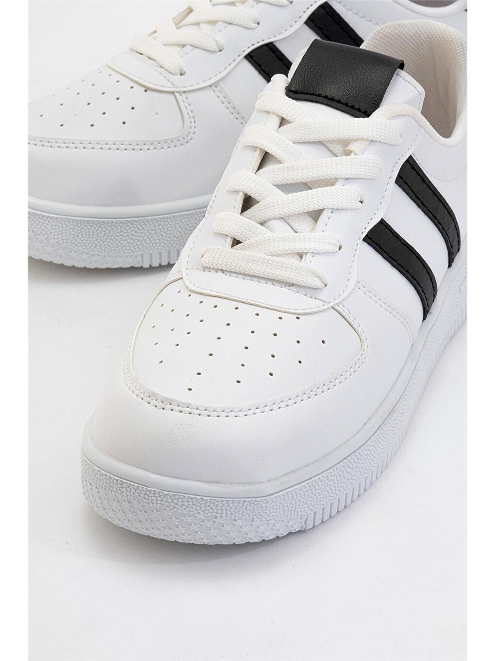 Unisex Bağcıklı Günlükspor Sneaker Ayakkabı Beyaz - Sİyah-2