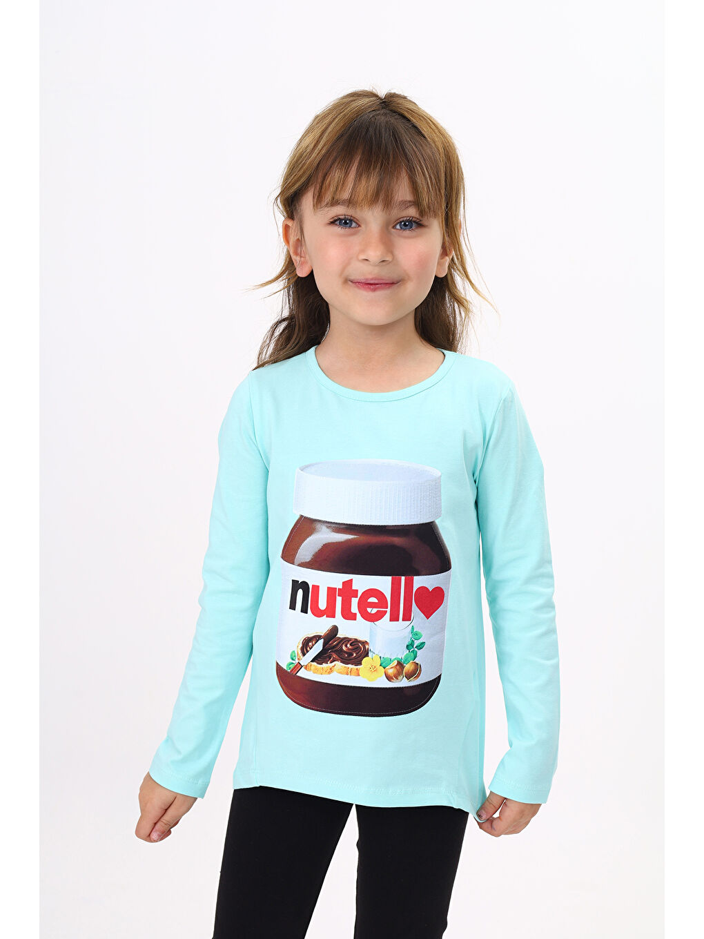 Yeşil Kız Çocuk Nutella Baskılı T-Shirt