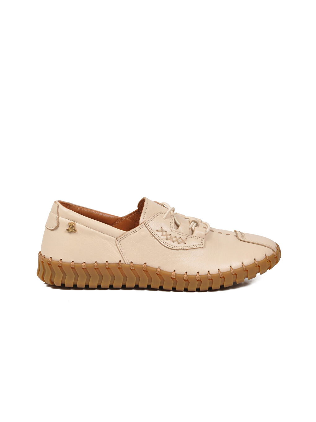 Bej Hakiki Deri Kadın Casual Ayakkabı 2010731Y Z-1