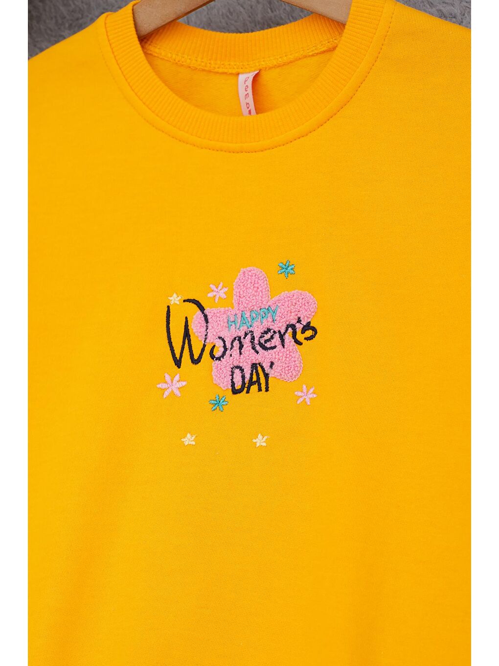 Sarı Çiçek Nakışlı Kız Çocuk Kız Çocuk Sweatshirt 17190-1