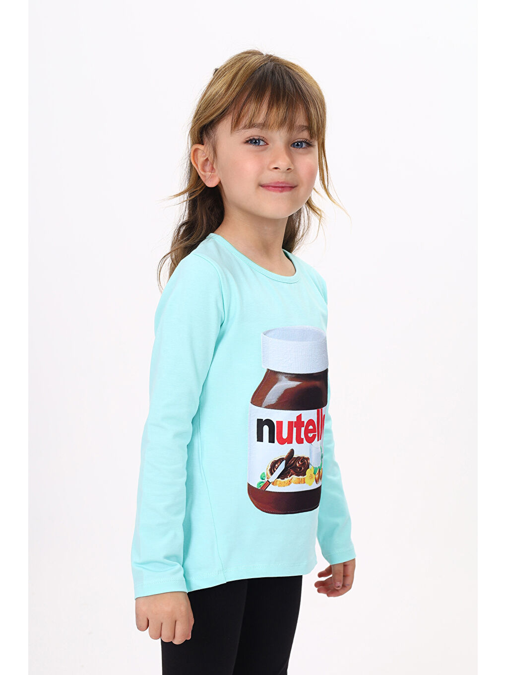 Yeşil Kız Çocuk Nutella Baskılı T-Shirt-2