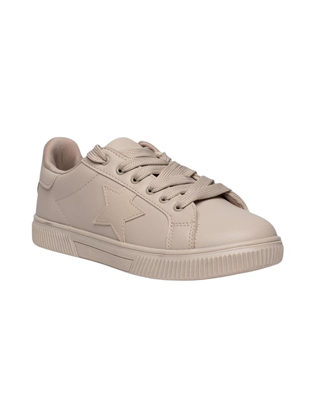 Yıldızlı Spor Kadın Sneaker Ayakkabı Bej-4