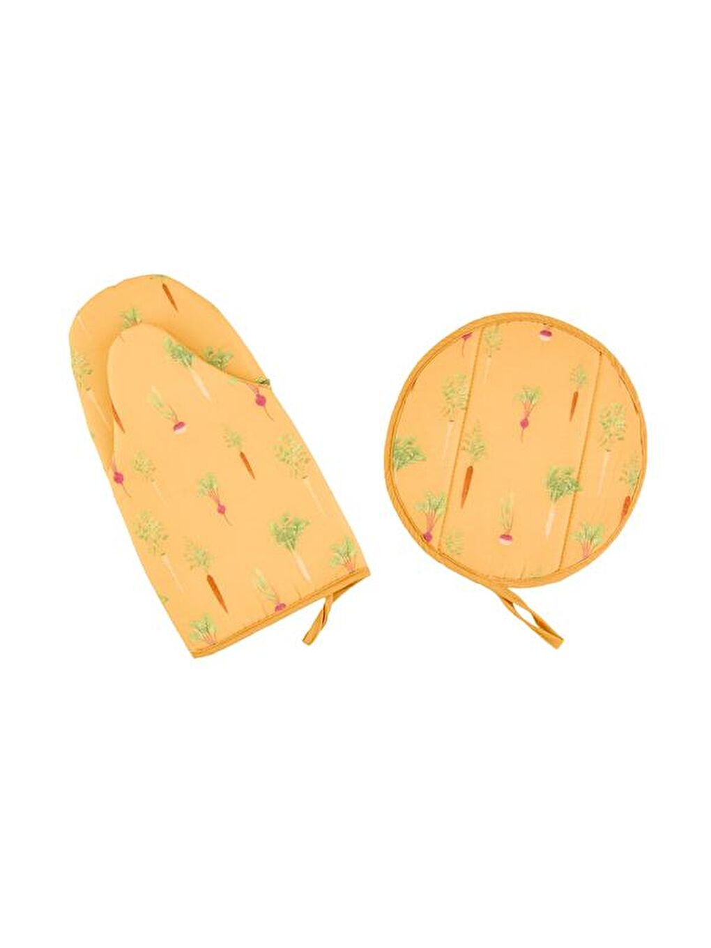 Soft Havuç Turp Desenli Eldiven Tutaç Seti - Turuncu-2