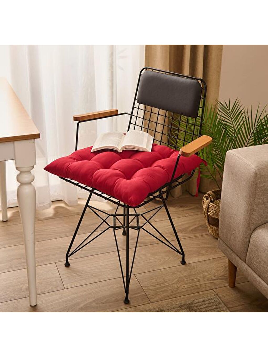 Soft Grand Carre Sandalye Minderi - Kırmızı - 50x50 cm-4