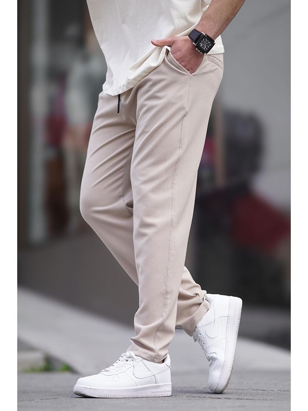 Bej Düz Paça Erkek Pantolon 6535