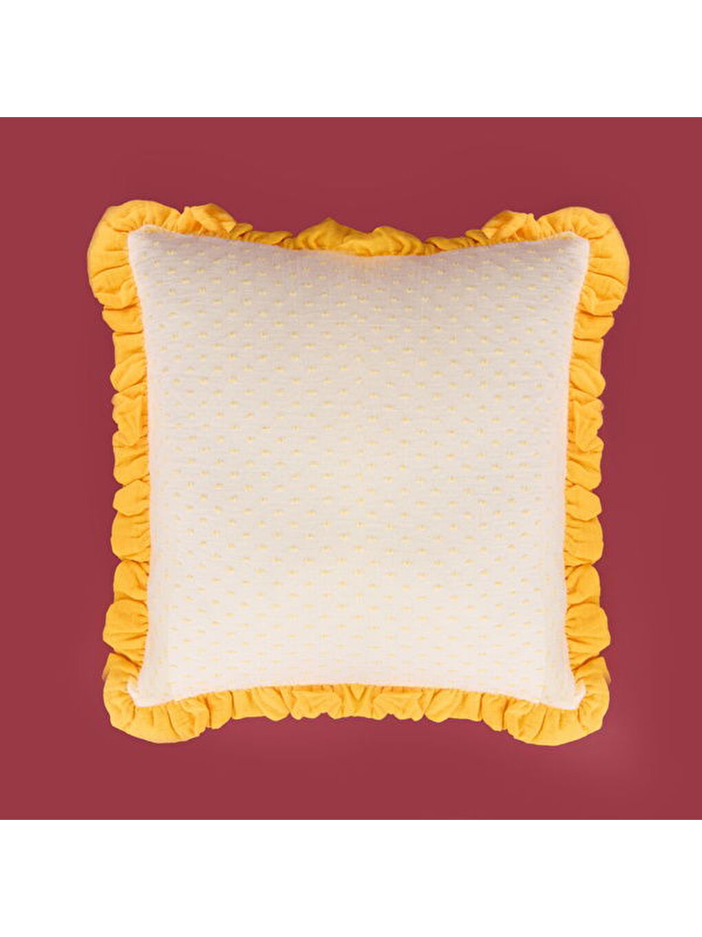 Lila Soft Granny Summer Müslin Kırlent - Ekru / Hardal - 40x40 cm-4