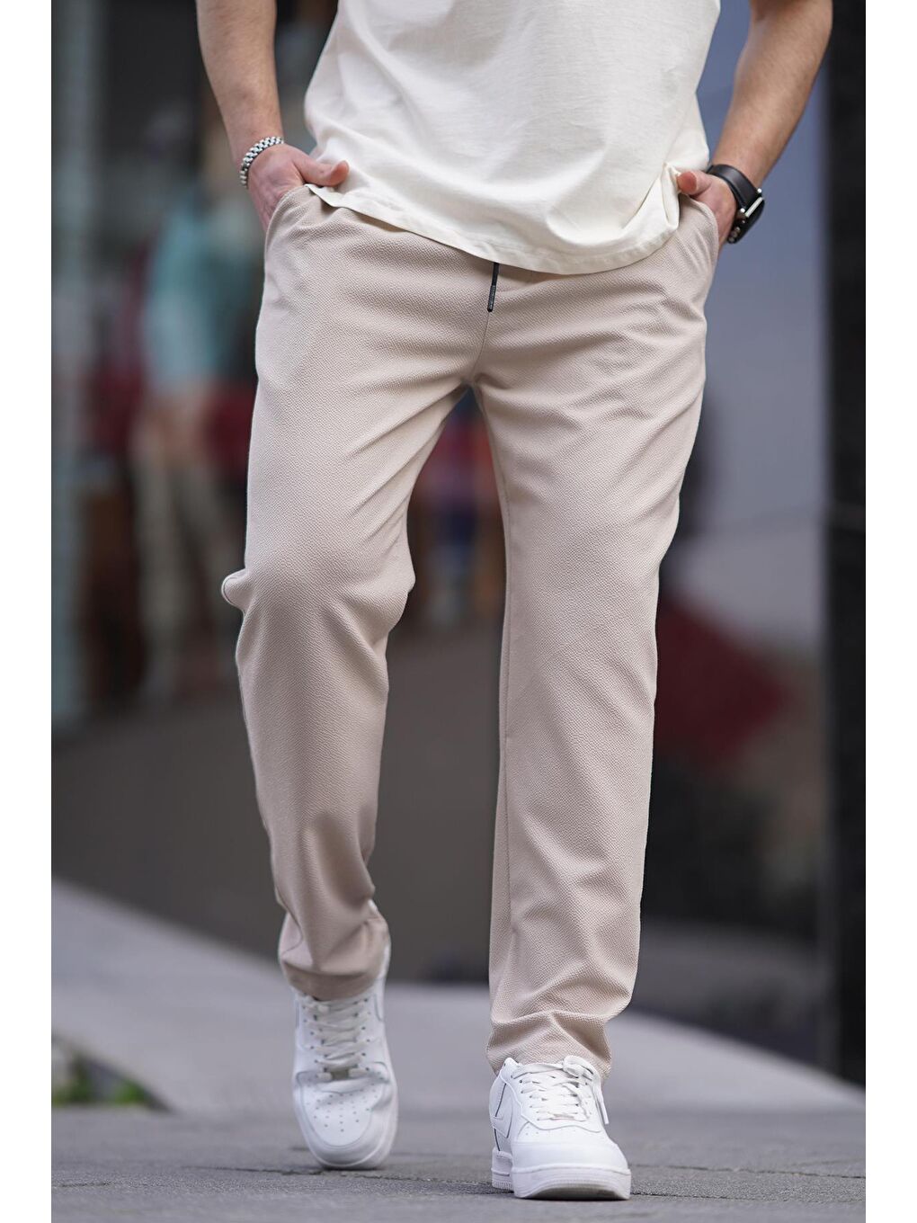 Bej Düz Paça Erkek Pantolon 6535-1