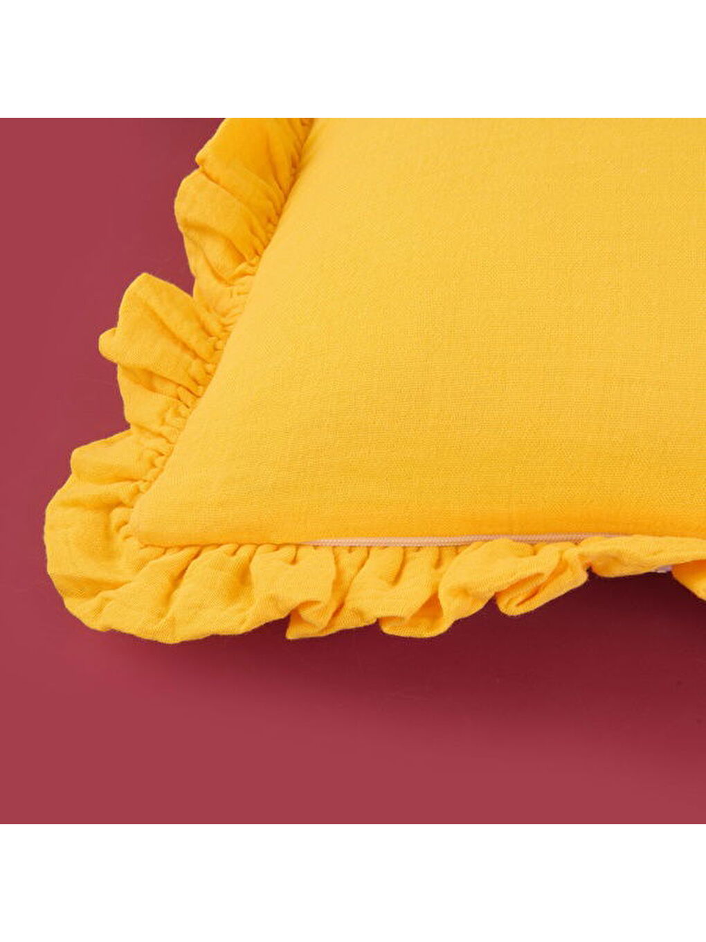 Lila Soft Granny Summer Müslin Kırlent - Ekru / Hardal - 40x40 cm-2