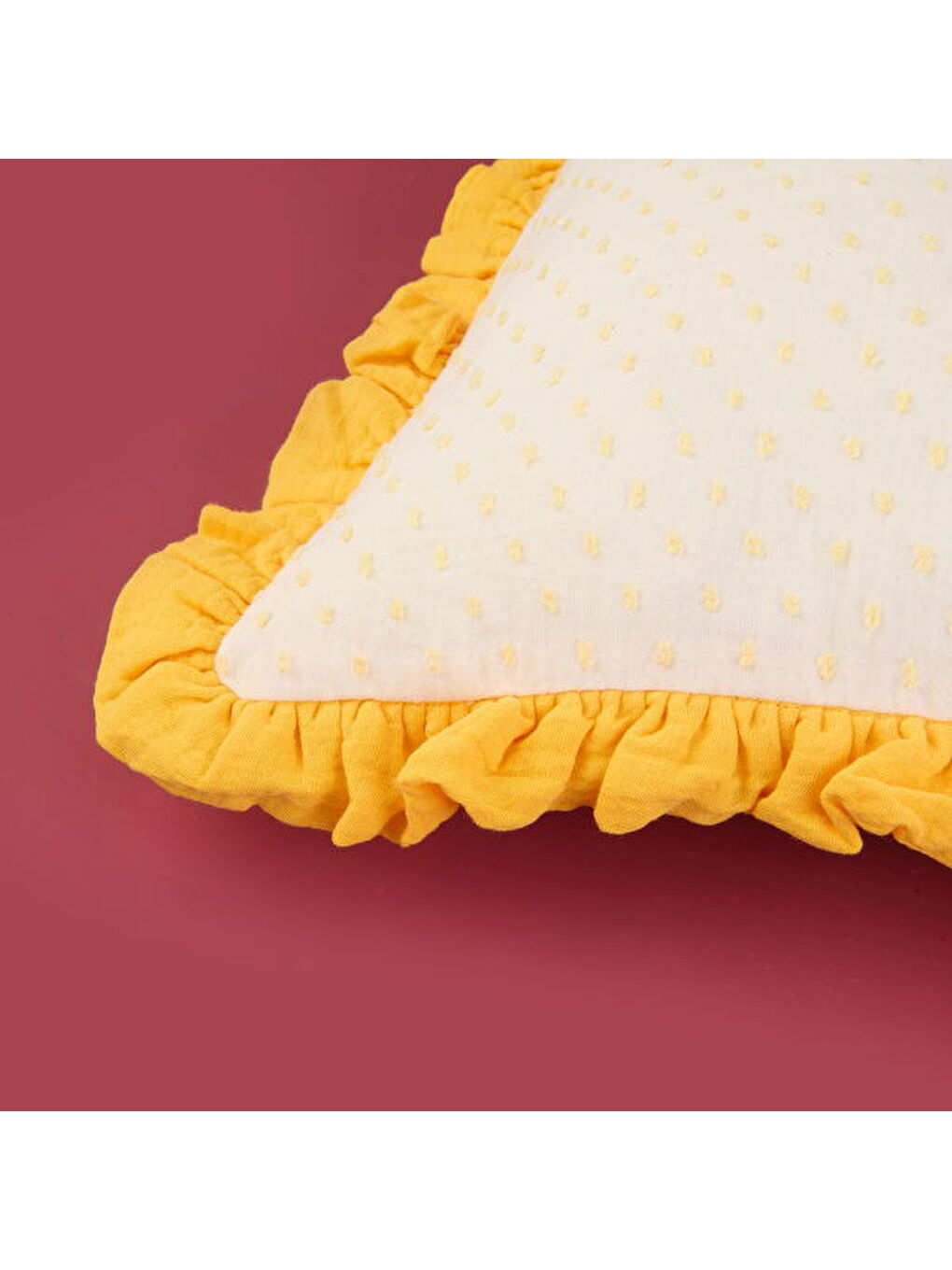 Lila Soft Granny Summer Müslin Kırlent - Ekru / Hardal - 40x40 cm-3