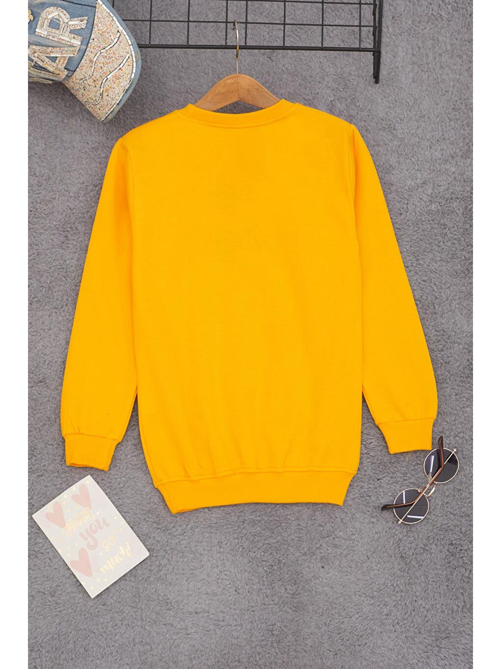 Sarı Çiçek Nakışlı Kız Çocuk Kız Çocuk Sweatshirt 17190-3