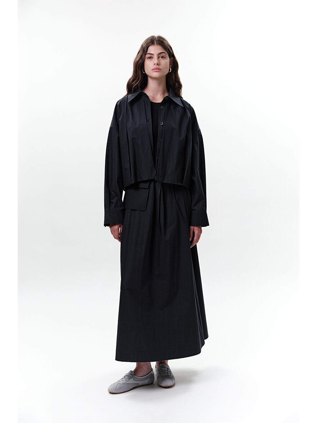 Pile Detaylı Kısa Ceket Lacivert-1