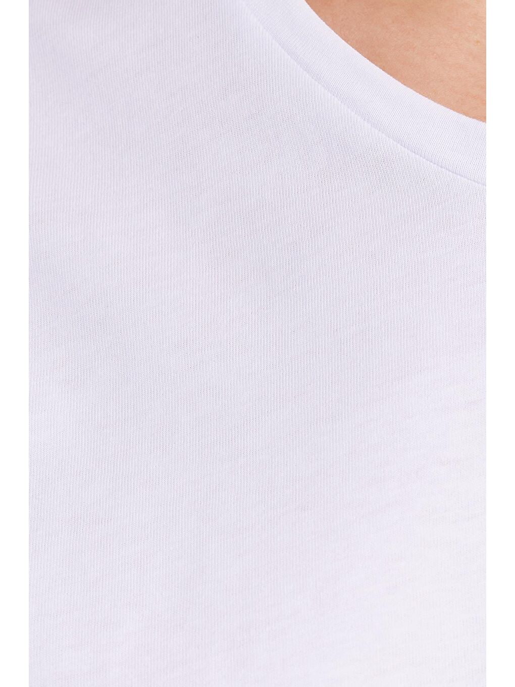 Kadın Slim Fit Dar Kesim %100 Pamuk Yumuşak Dokulu Beyaz V Yaka Tişört-5