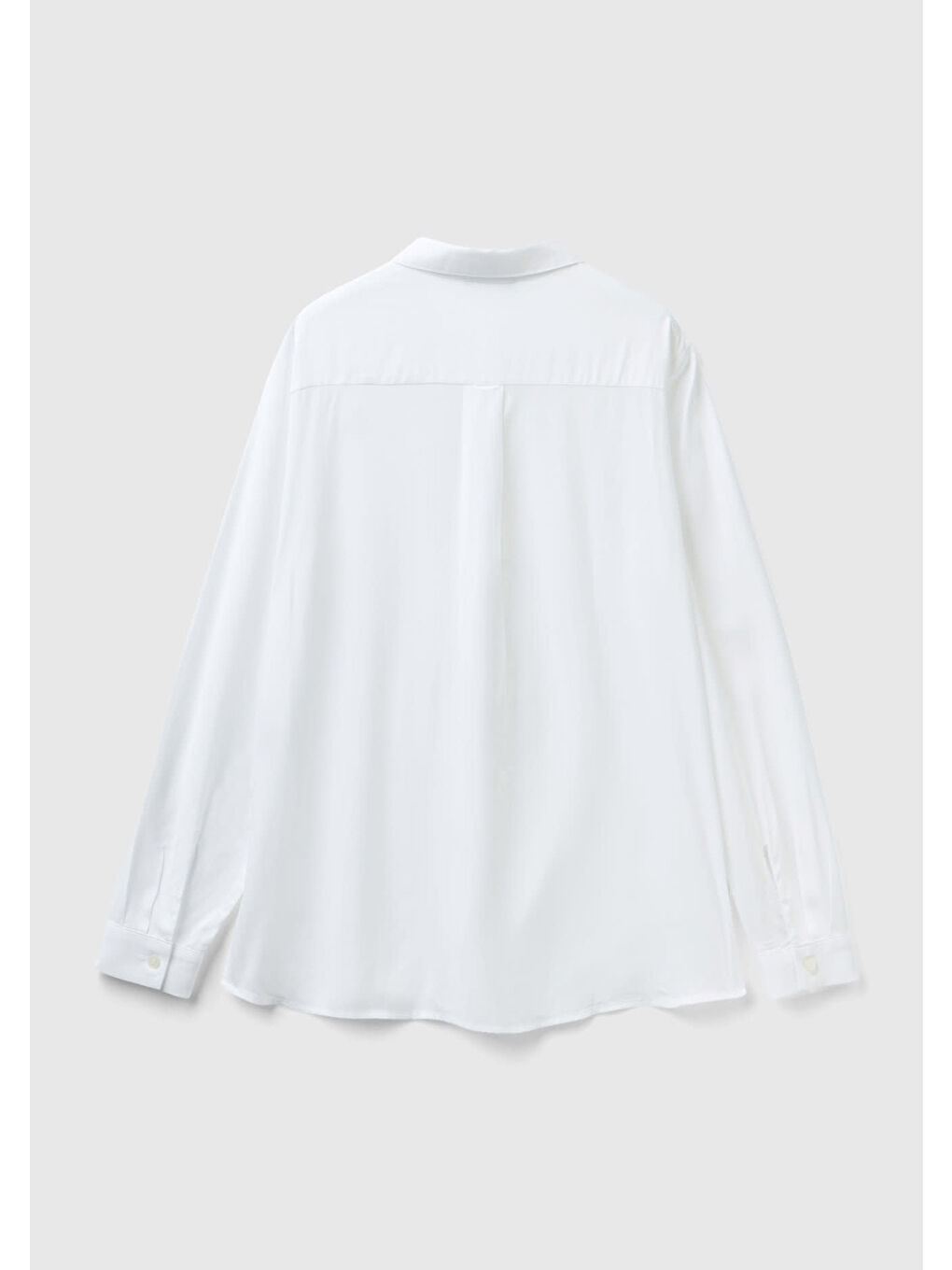 Kadın Beyaz %100 Viskoz Etek Ucu Yuvarlak Kesim Düz Gömlek-3