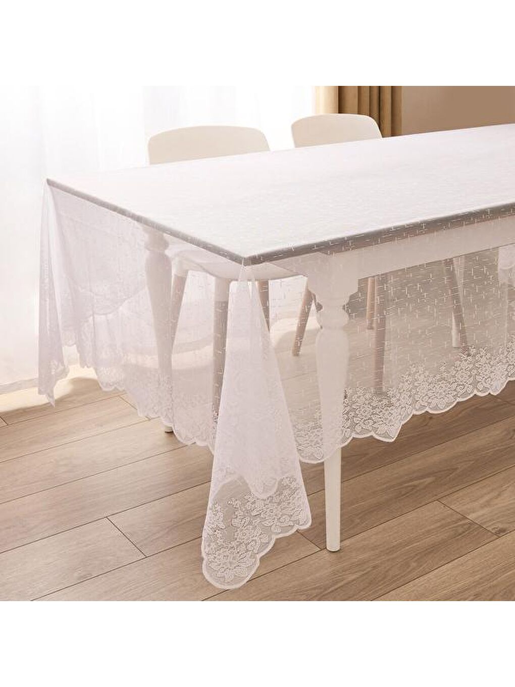 Soft Lace Masa Örtüsü - Beyaz - 175x300 cm-1
