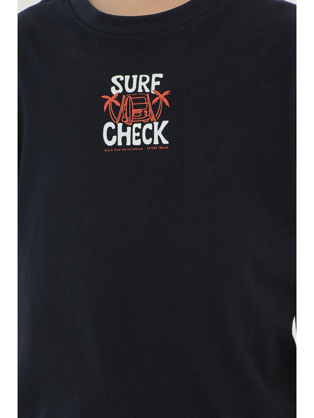 Lacivert Bisiklet Yaka Baskı Detaylı Desenli Erkek Çocuk Eşofman Takımı-5