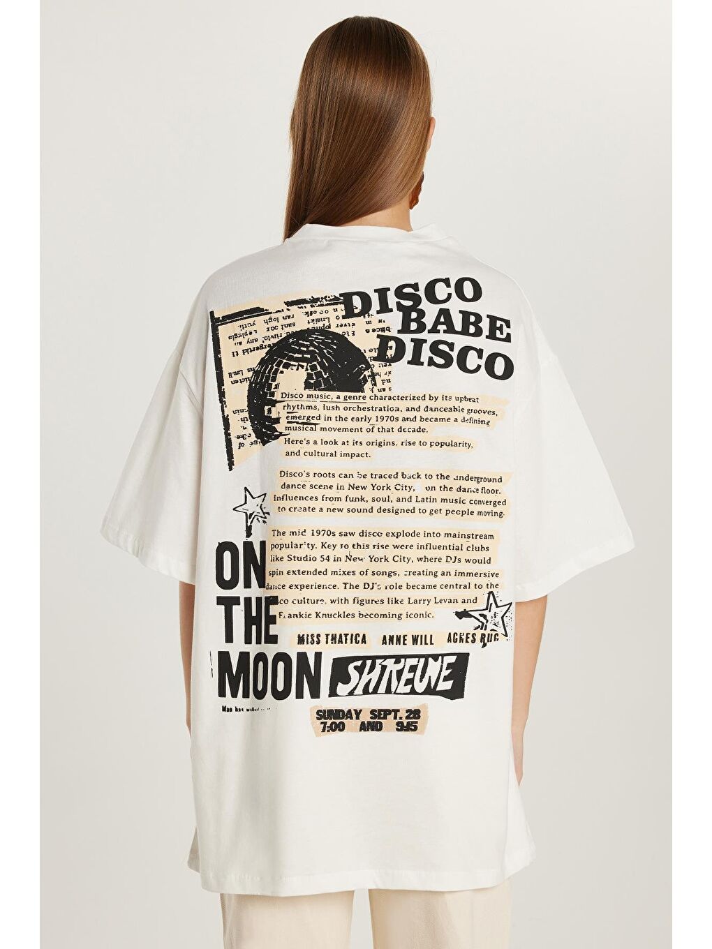 Kadın Regular Fit Klasik Kesim %100 Pamuk Kısa Kollu Bisiklet Yaka Baskılı Ekru Tişört-4