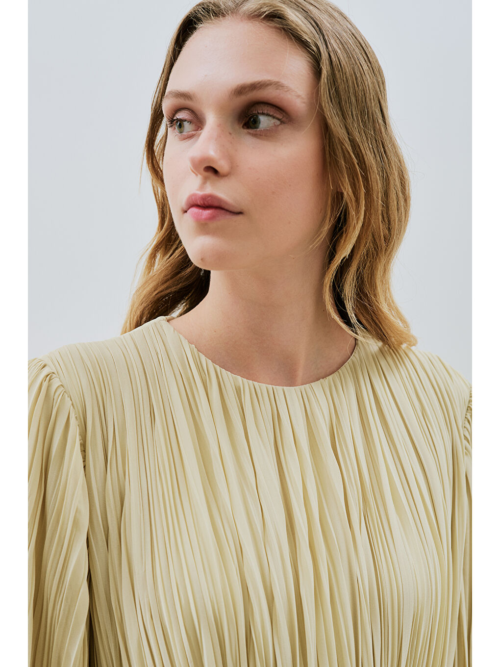 Yeşil Mila Piliseli Katlı Elbise Adaçayı-2